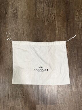 Coach White Drawstring Storage Pouch with Black Logo